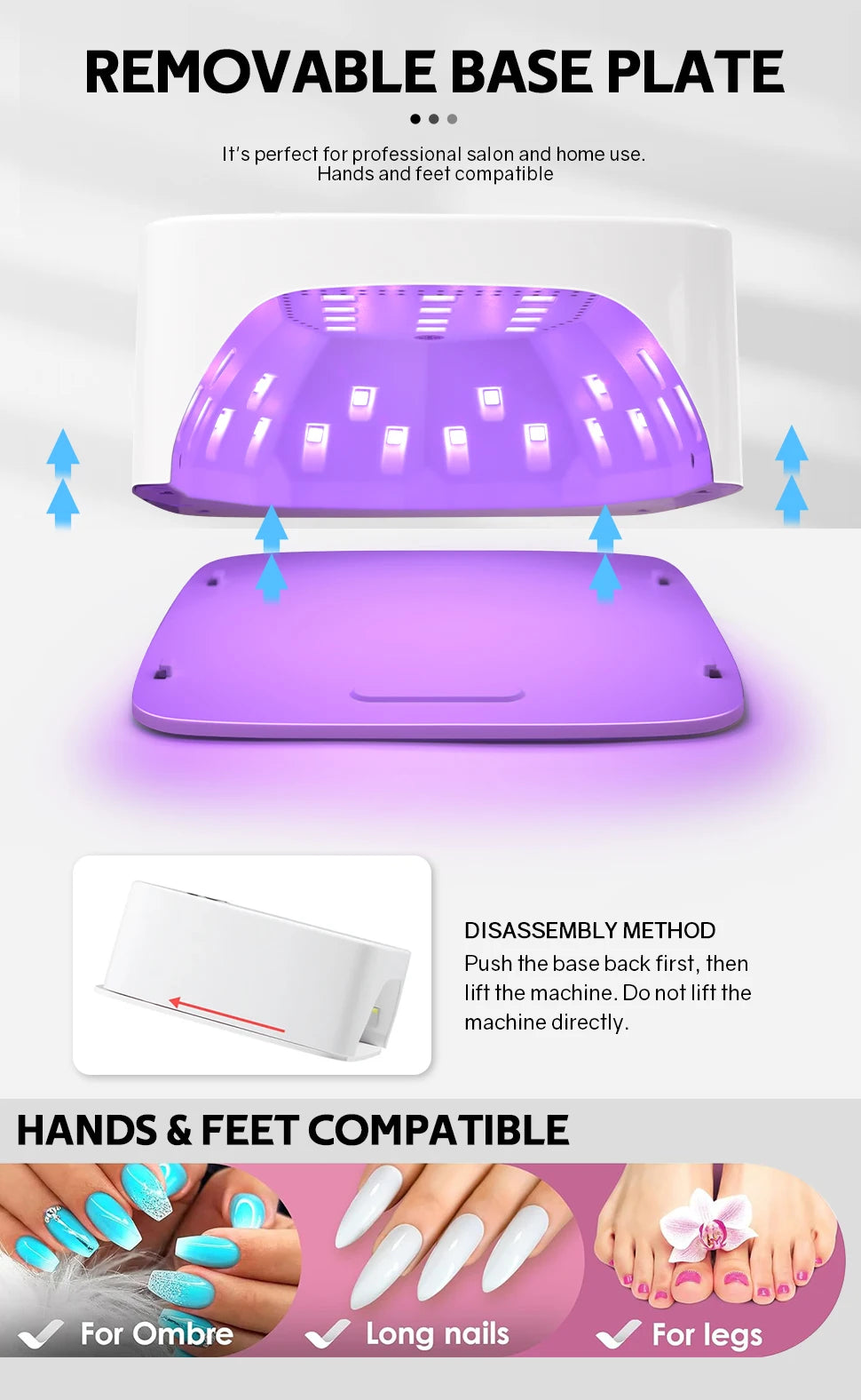 168W UV LED Nail Lamp Rechargeable Nail Dryer with Large LCD Display Professional Gel Curing Lamp 4 Timer Auto Sensor for Salon