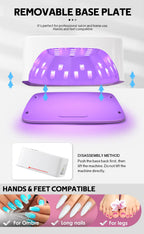 168W UV LED Nail Lamp Rechargeable Nail Dryer with Large LCD Display Professional Gel Curing Lamp 4 Timer Auto Sensor for Salon