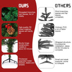 Classic Pine Tree 7FT/8FT Pre-Artificial Christmas Tree, with Metal Hinges 1000 PVC Branches Artificial Xmas Tree Home Decor