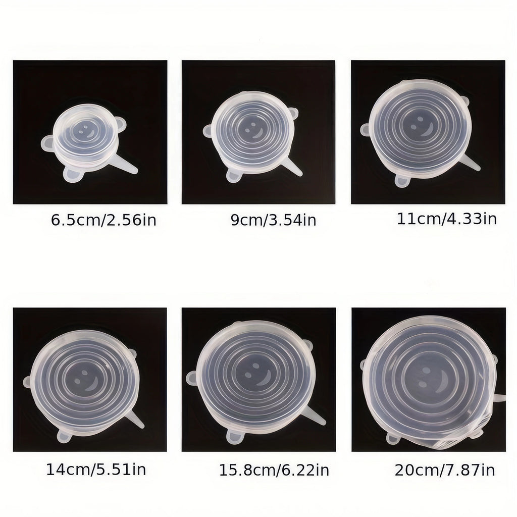 6 Pieces of White Silicone Fresh-keeping Cover, Safe Storage in Refrigerator, Kitchen Supplies, Suitable for Circular Containers