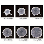 6 Pieces of White Silicone Fresh-keeping Cover, Safe Storage in Refrigerator, Kitchen Supplies, Suitable for Circular Containers