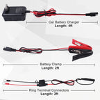 6V 12V 1.5A Battery Charger Maintainer, Smart Trickle Charger for Lithium (LiFePO4), Lead Acid Battery, Automatic Float Charger