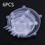 6 Pieces of White Silicone Fresh-keeping Cover, Safe Storage in Refrigerator, Kitchen Supplies, Suitable for Circular Containers