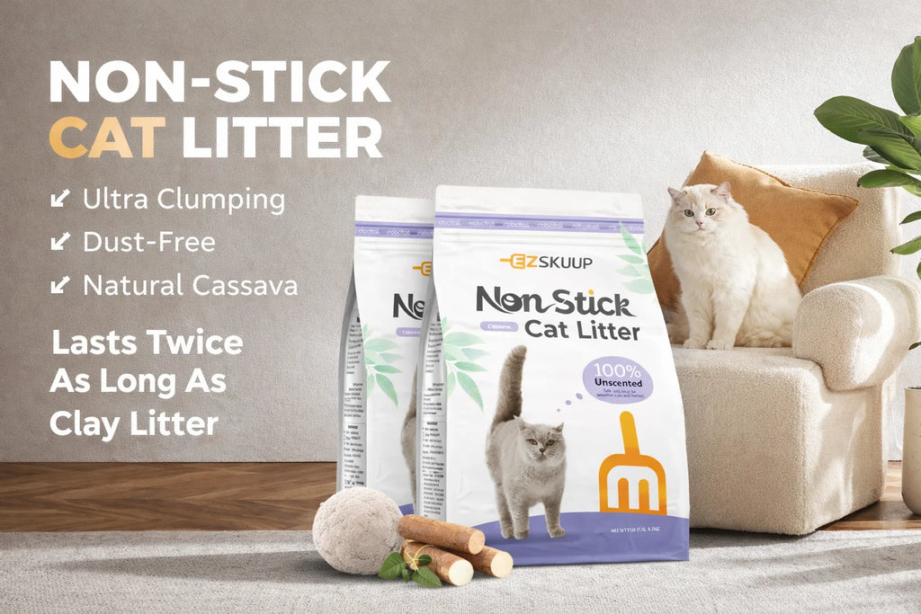 EZSKUUP Non-Stick Cassava Cat Litter 9Lb/4.1kg (Compatible with Robotail Automatic Litter Box C32)