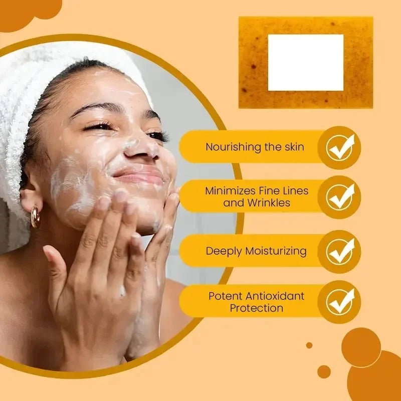 Lemon Turmeric Kojic Soap,Natural Handmade Soap,Turmeric Soaps Bar For Face And Body, Smooth Skin Tumeric Soapes,Deep Cleansing Soaps For Men & Women