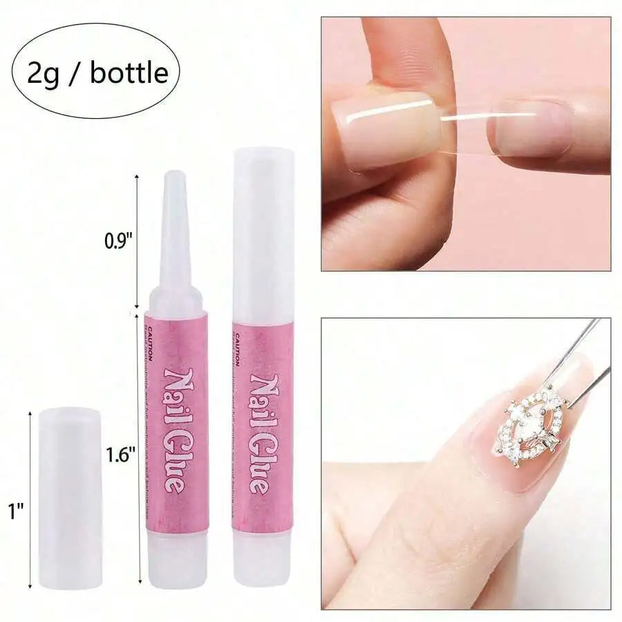 Nail Glue, Super Strong Nail Glue For Acrylic Nails Long Lasting Professional Nail Tip Glue For Press On Nails Bond For Acrylic Nails Adhesive Nail Glue For False Nail Tips 2g/0.07OZ/PCS