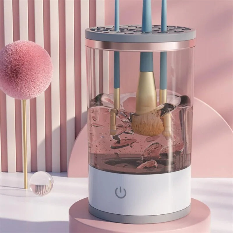 Electric Makeup Brush Cleaner Automatic Spinning Cosmetic Brush Cleaner Machine Deep Cleaning Size Makeup Brushes Quick Dry Tool