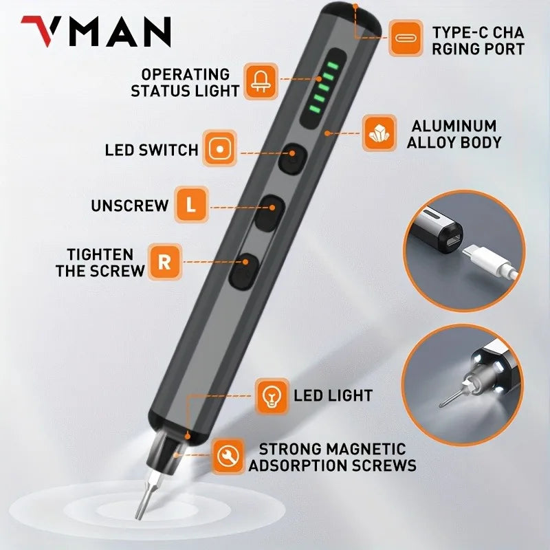 68 In 1 Mini Precision Electric Cordless Screwdriver,Magnetic Bits,Pc & Watch Repair Tools With Led,5 Torque Settings,Men'S Gift