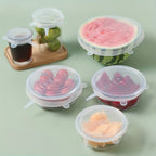 6 Pieces of White Silicone Fresh-keeping Cover, Safe Storage in Refrigerator, Kitchen Supplies, Suitable for Circular Containers