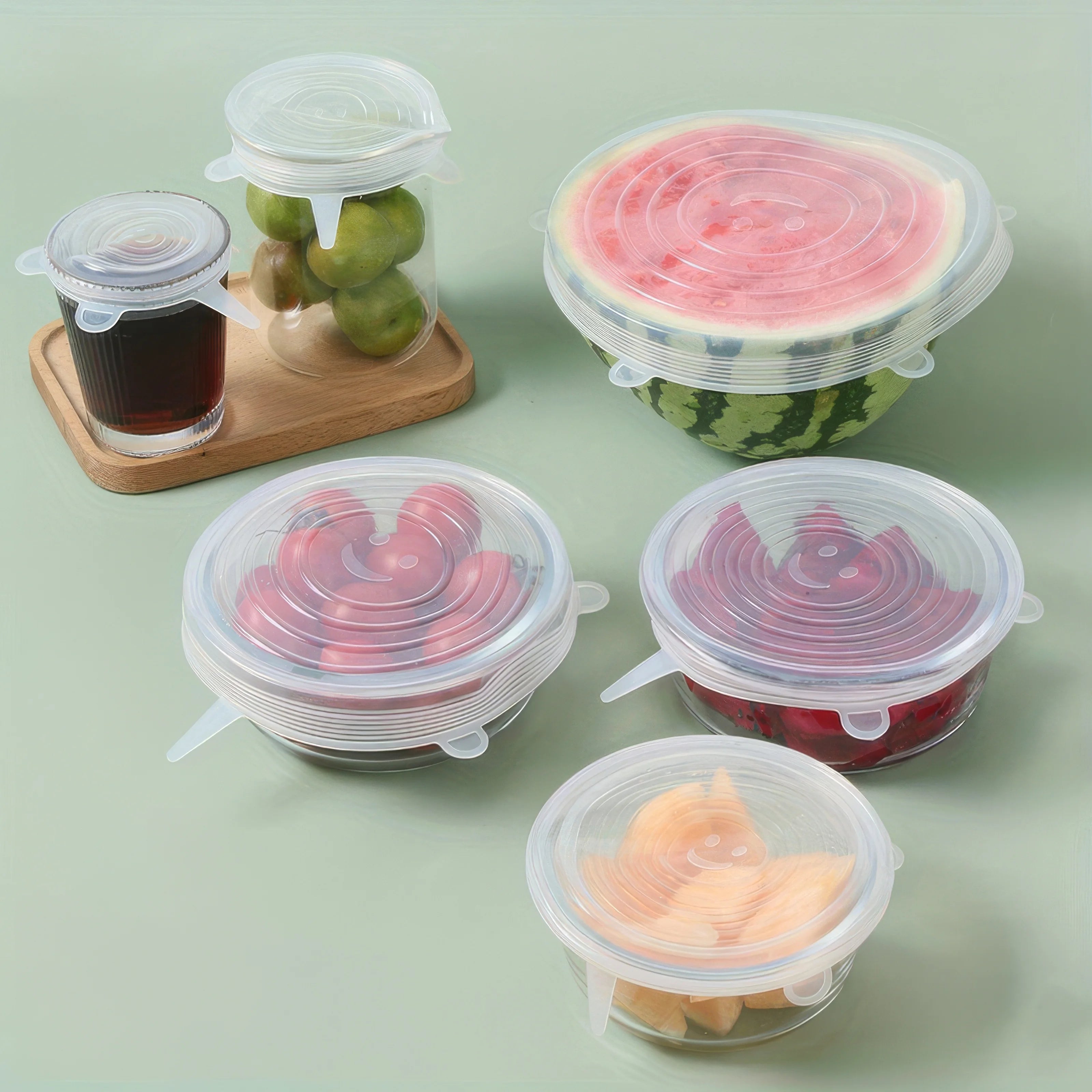 6 Pieces of White Silicone Fresh-keeping Cover, Safe Storage in Refrigerator, Kitchen Supplies, Suitable for Circular Containers