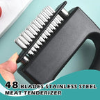 Heavy Duty Meat Tenderizer Tool with 48 Stainless Steel Ultra-Sharp Blades Compact Cooking Tool Handheld Kitchen Item