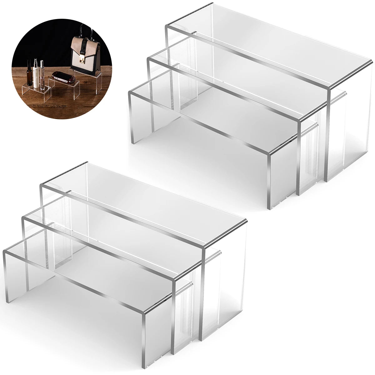 3/6/9Pcs Acrylic Display Stand Blind Box Storage Shelf U Shape Lightweight Cupcake Holder Dessert Display Jewelry Display Riser