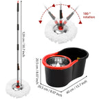 Multi-Functional Spin Mop and Bucket Set with Wring System–Adjustable & Extendable Pole with 2 Replacement Microfiber Mop Heads
