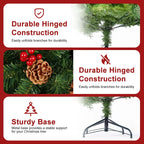 Classic Pine Tree 7FT/8FT Pre-Artificial Christmas Tree, with Metal Hinges 1000 PVC Branches Artificial Xmas Tree Home Decor