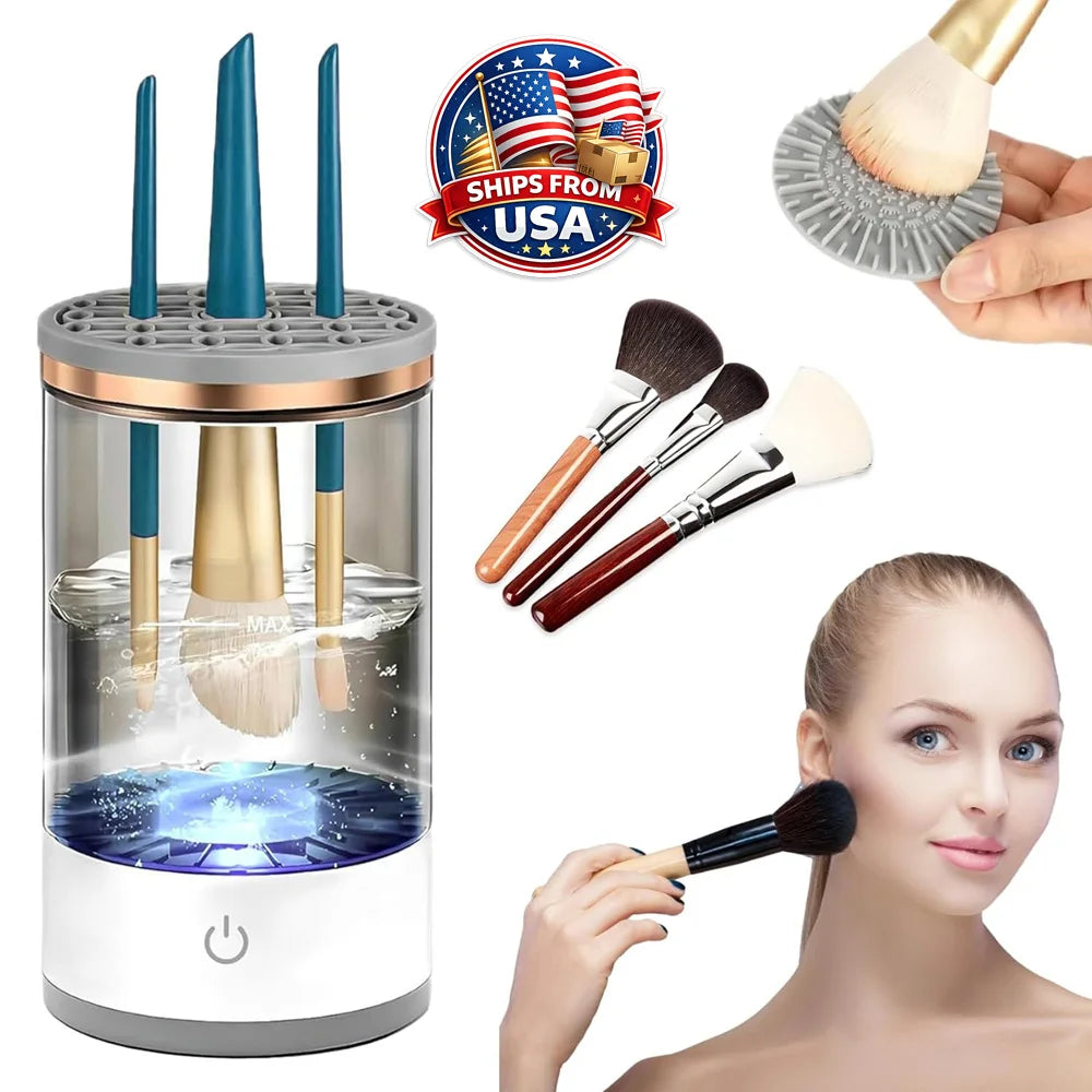 Electric Makeup Brush Cleaner Automatic Spinning Cosmetic Brush Cleaner Machine Deep Cleaning Size Makeup Brushes Quick Dry Tool