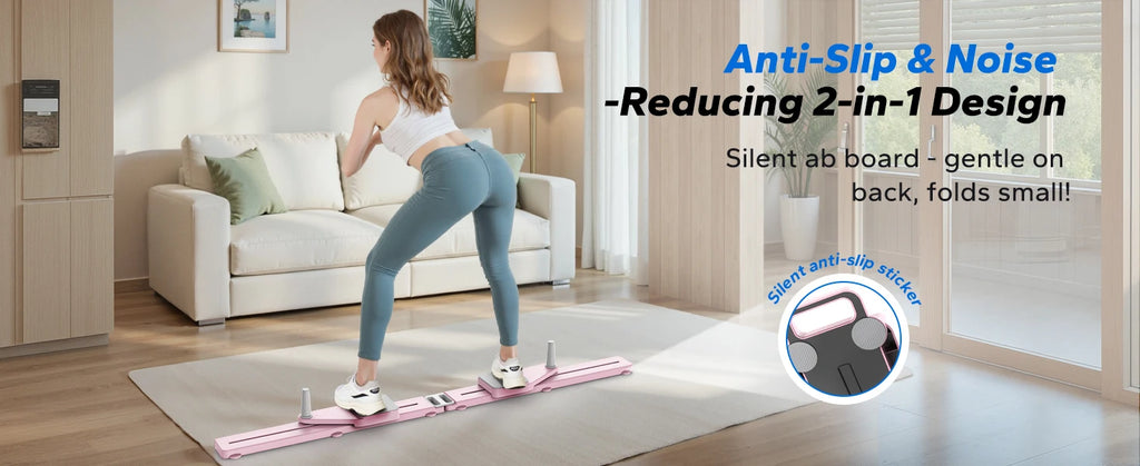 MERACH Pilates Board Multifunctional Abdominal Plate Detachable Ab Trainer with Anti-Slip Design Portable Pilates Reformer