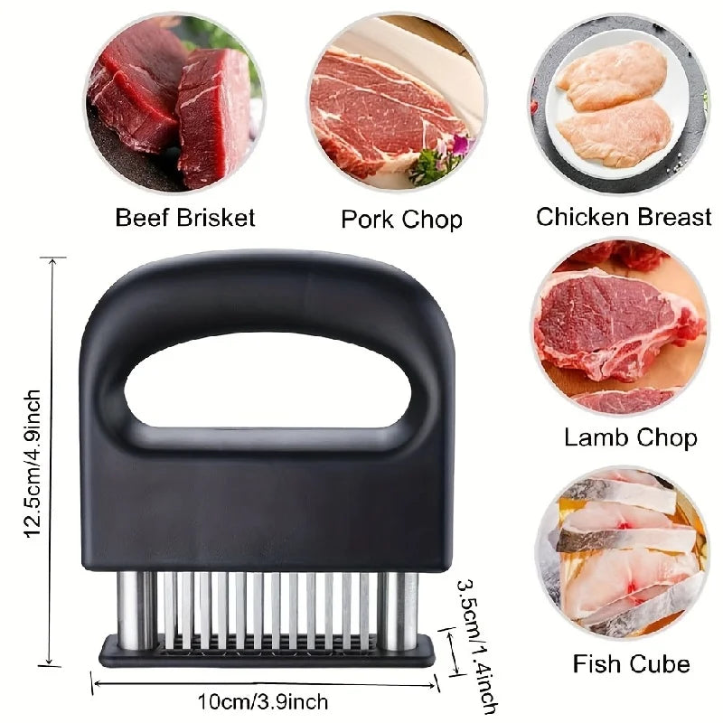 Heavy Duty Meat Tenderizer Tool with 48 Stainless Steel Ultra-Sharp Blades Compact Cooking Tool Handheld Kitchen Item