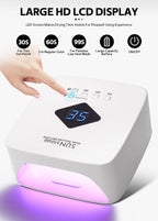 168W UV LED Nail Lamp Rechargeable Nail Dryer with Large LCD Display Professional Gel Curing Lamp 4 Timer Auto Sensor for Salon