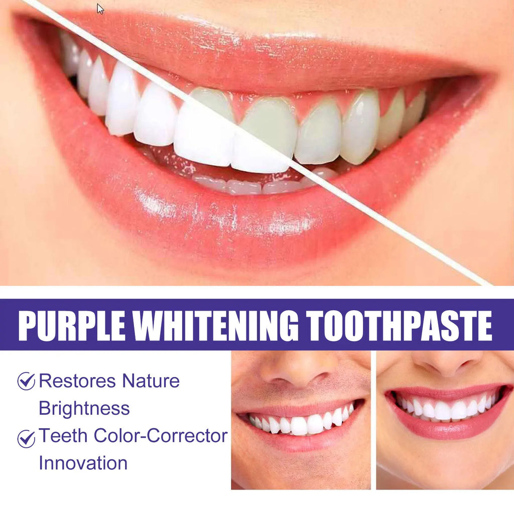 EELHOE 30ML Purple Whitening Toothpaste Teeth Stains Odors Removal Brighten Teeth  Gentle Gum Care Portable Travel Daily Use