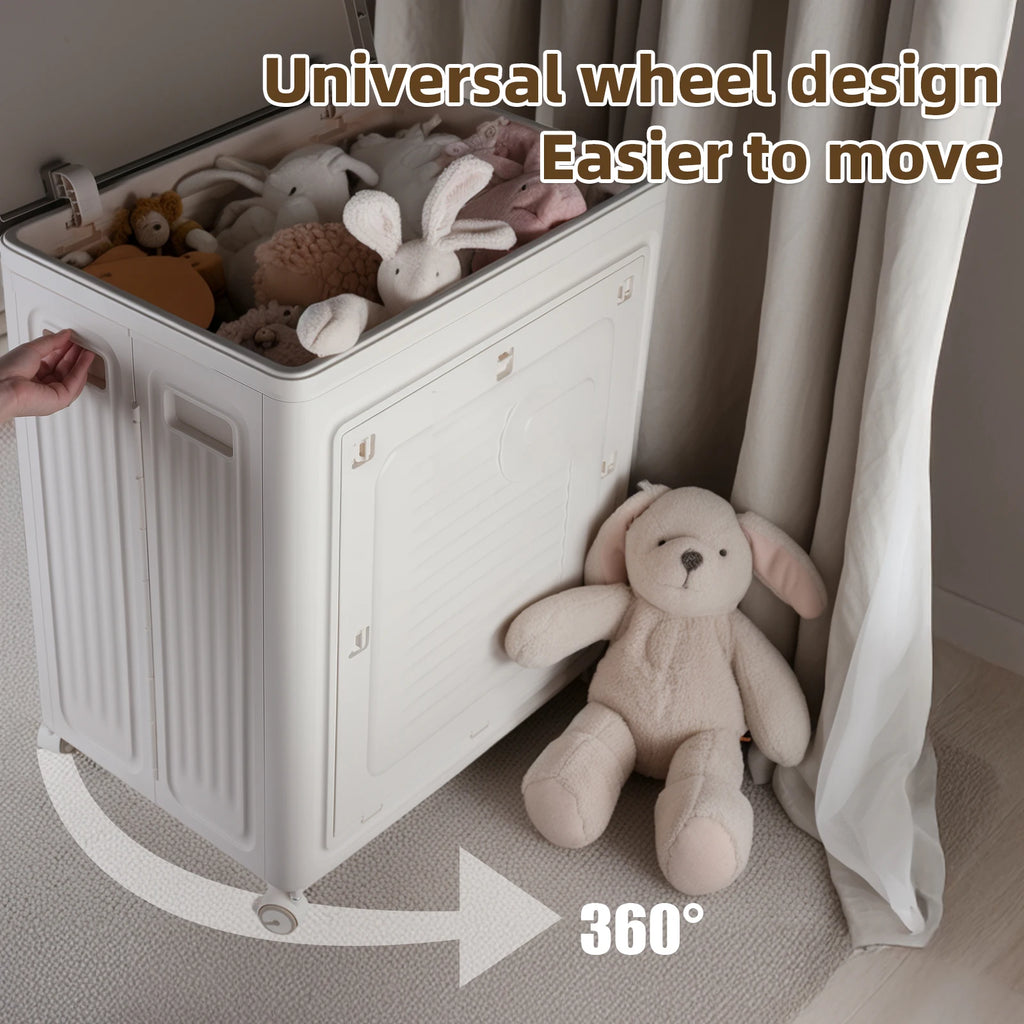 Foldable Storage Box with Wheels – Large Capacity, Dustproof & Multi-Purpose Storage Cabinet, Household Organizer Items