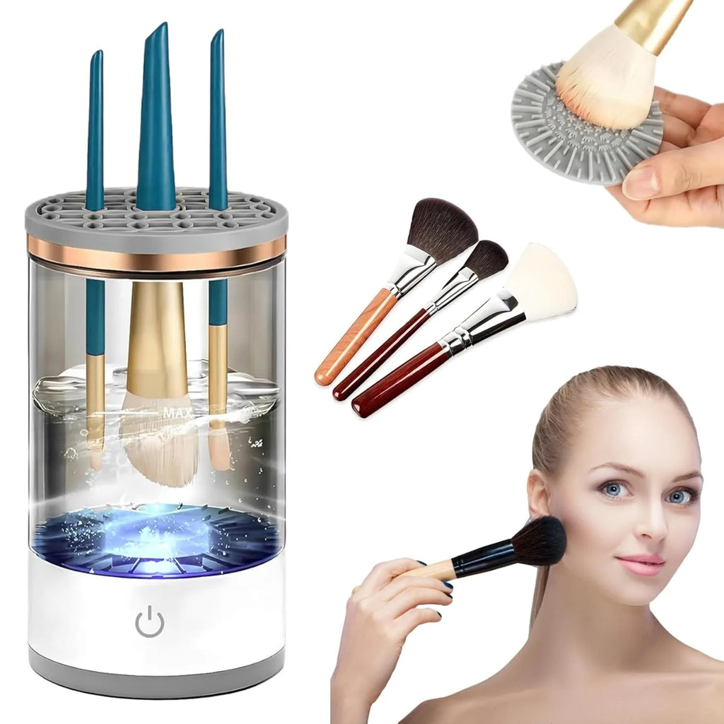 Electric Makeup Brush Cleaner Automatic Spinning Cosmetic Brush Cleaner Machine Deep Cleaning Size Makeup Brushes Quick Dry Tool