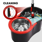 Multi-Functional Spin Mop and Bucket Set with Wring System–Adjustable & Extendable Pole with 2 Replacement Microfiber Mop Heads