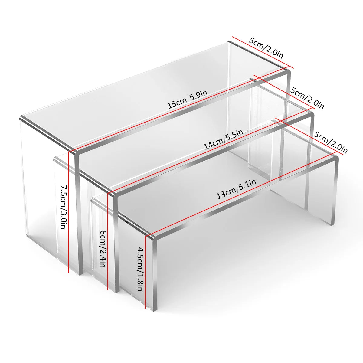 3/6/9Pcs Acrylic Display Stand Blind Box Storage Shelf U Shape Lightweight Cupcake Holder Dessert Display Jewelry Display Riser