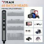 68 In 1 Mini Precision Electric Cordless Screwdriver,Magnetic Bits,Pc & Watch Repair Tools With Led,5 Torque Settings,Men'S Gift