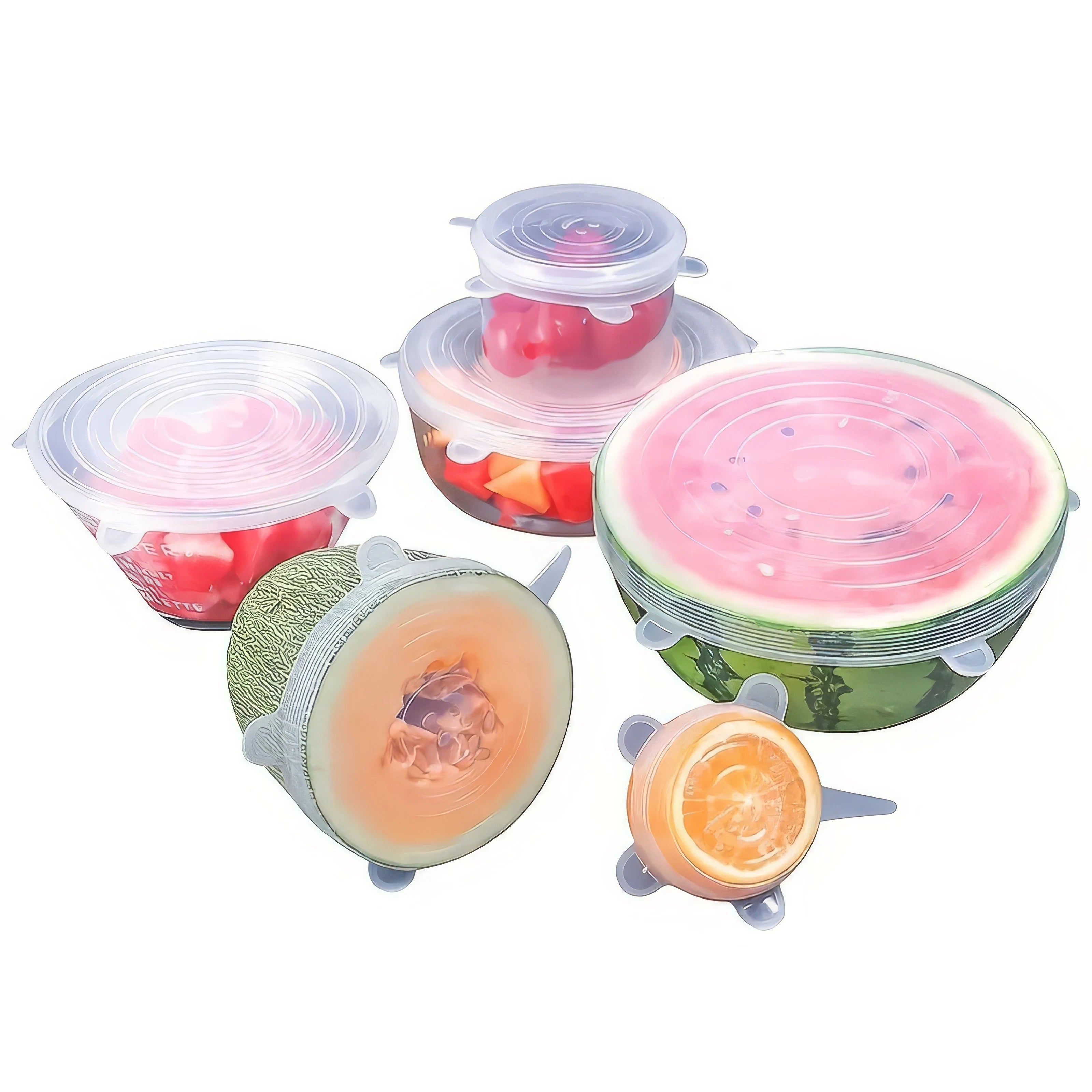 6 Pieces of White Silicone Fresh-keeping Cover, Safe Storage in Refrigerator, Kitchen Supplies, Suitable for Circular Containers