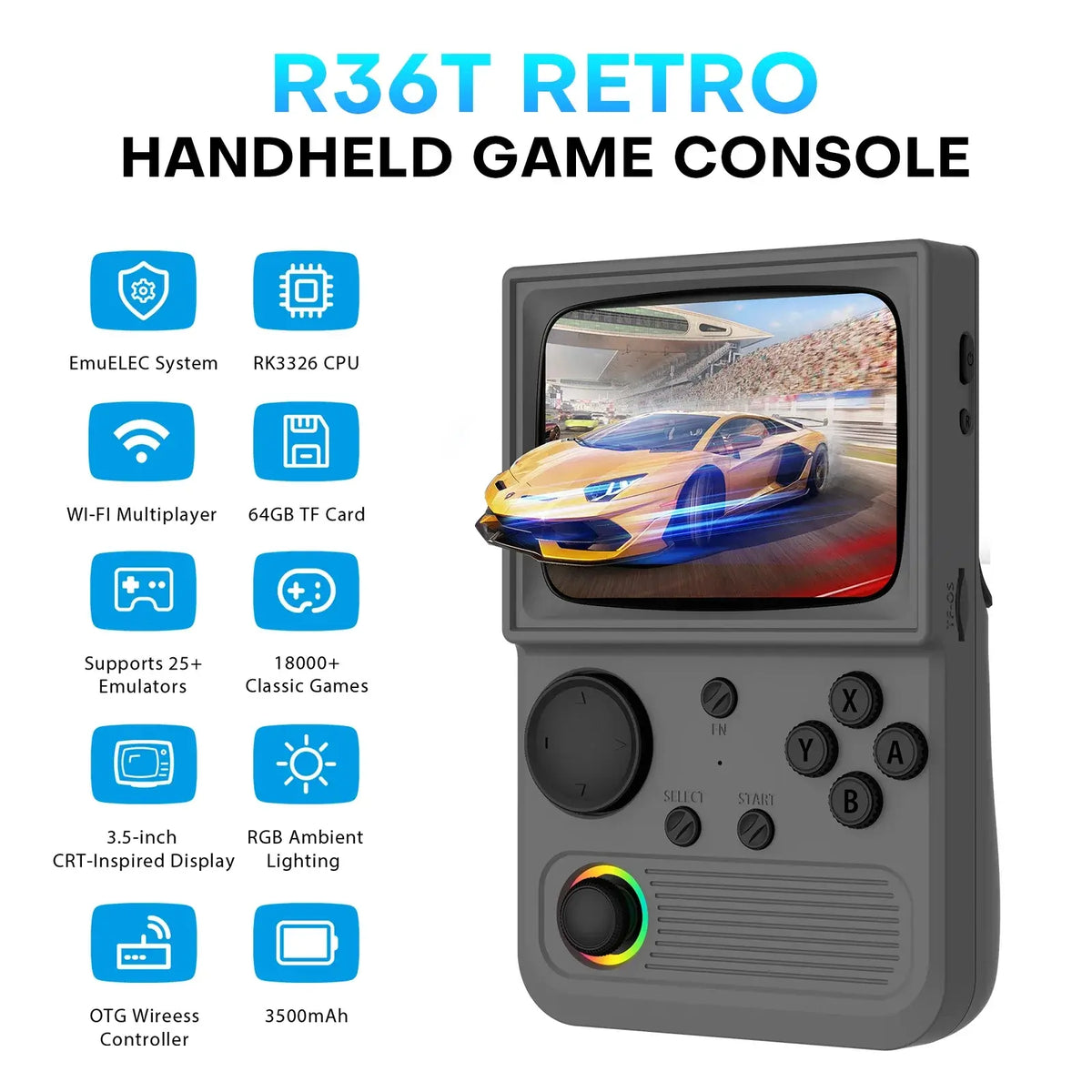 AISLPC R36T Handheld Game Console 18000+Game 3.5'' IPS Screen Wi-Fi Multiplayer Portable Pocket TV Video Console Ship From US - Nexvibe