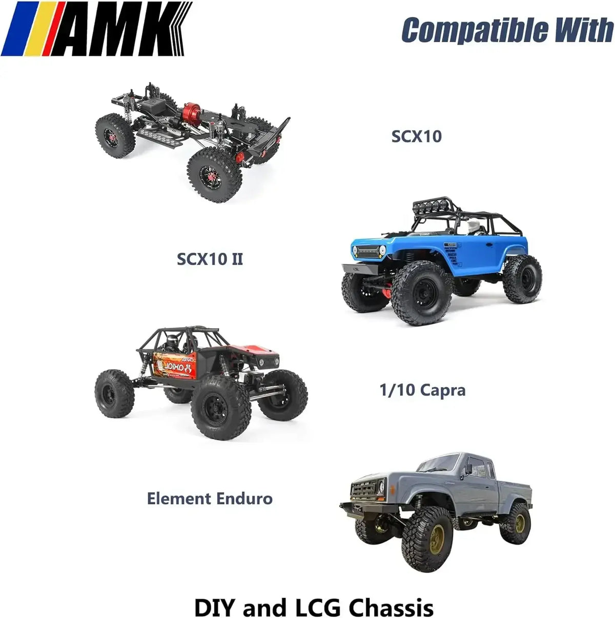 AMK 1/10 Overdrive 30% Metal Differential LCG Transmission with POM Skid Plate for RC Crawler Axial SCX10 Capra Element Gspeed - Nexvibe