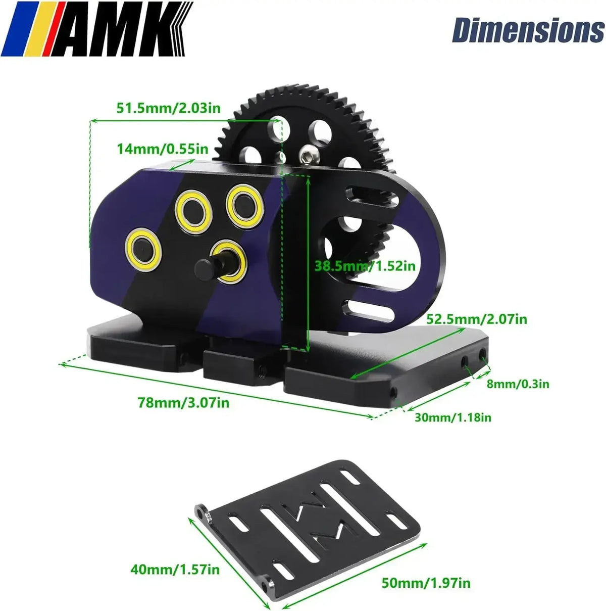 AMK 1/10 Overdrive 30% Metal Differential LCG Transmission with POM Skid Plate for RC Crawler Axial SCX10 Capra Element Gspeed - Nexvibe