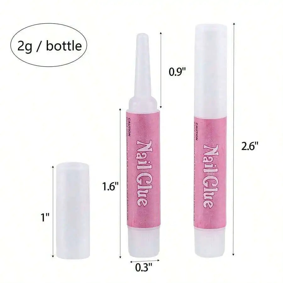 Nail Glue, Super Strong Nail Glue For Acrylic Nails Long Lasting Professional Nail Tip Glue For Press On Nails Bond For Acrylic Nails Adhesive Nail Glue For False Nail Tips 2g/0.07OZ/PCS