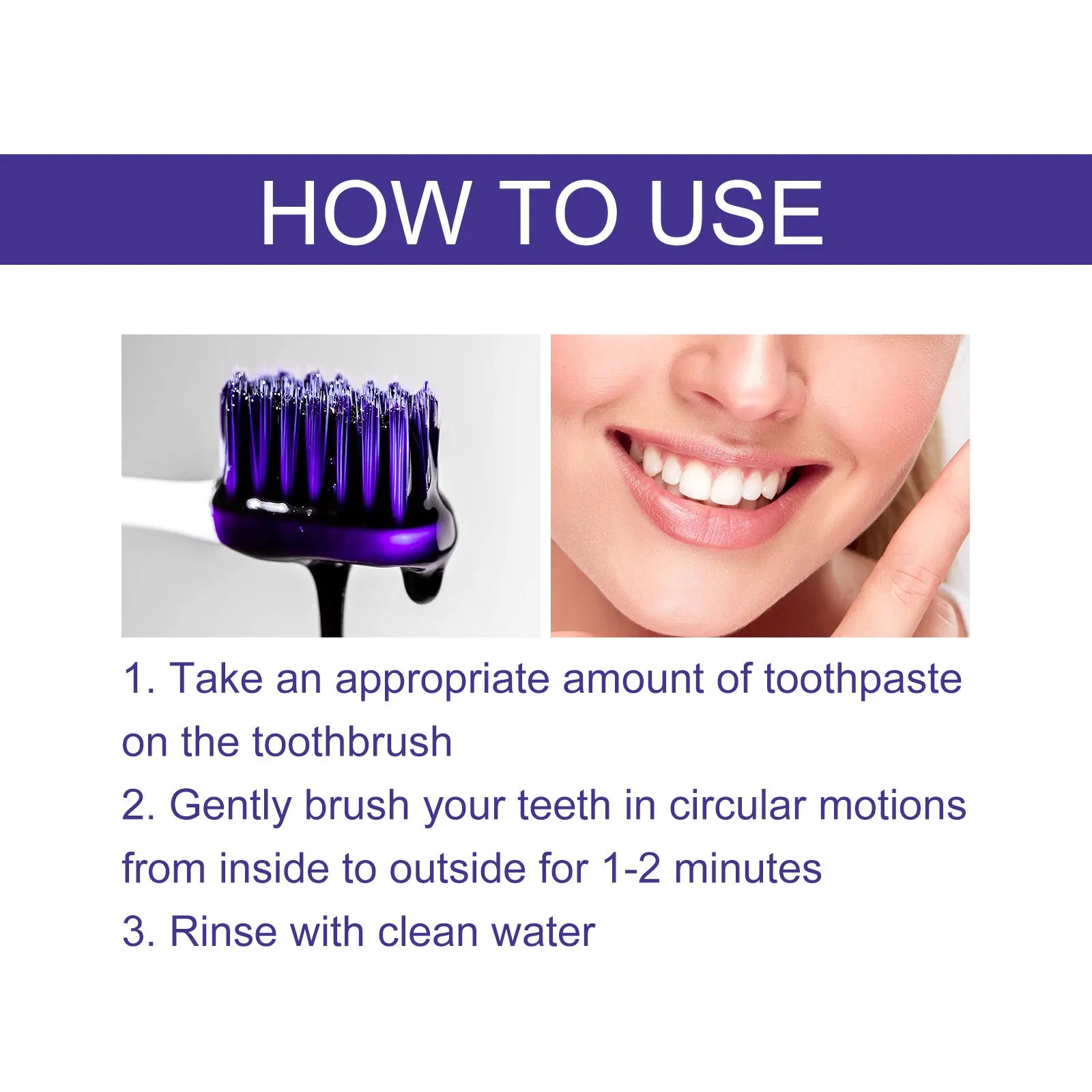 EELHOE 30ML Purple Whitening Toothpaste Teeth Stains Odors Removal Brighten Teeth  Gentle Gum Care Portable Travel Daily Use