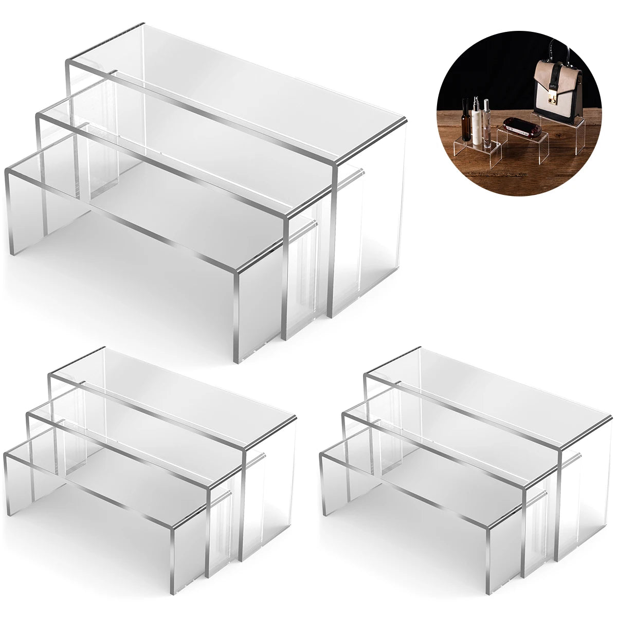 3/6/9Pcs Acrylic Display Stand Blind Box Storage Shelf U Shape Lightweight Cupcake Holder Dessert Display Jewelry Display Riser