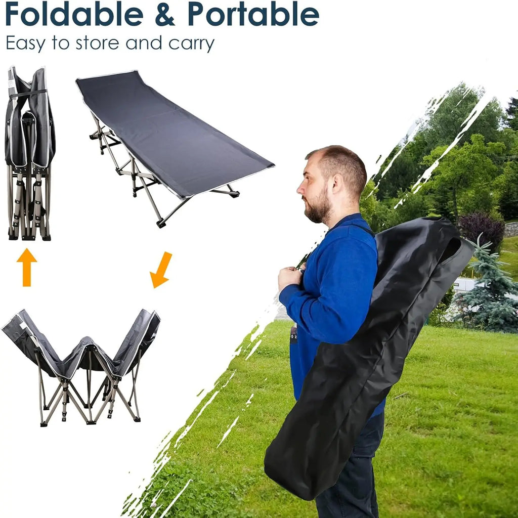 Foldable Portable Bed, Outdoor Garden Lounge Chair with Pearl Foam Mattress