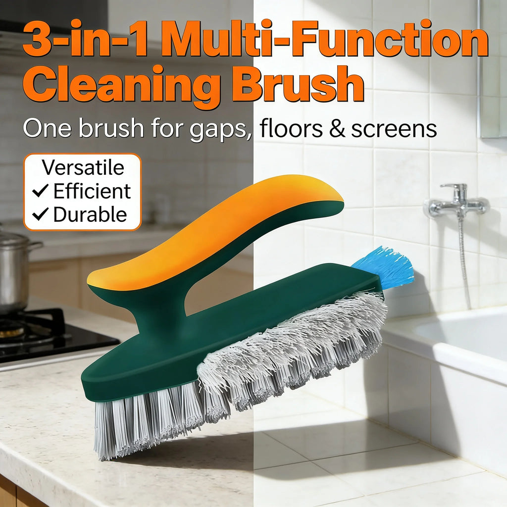 3-In-1 Multi-Function Cleaning Brush Hard Bristle Scrub Brush With Gap Brush T-Handle Grout Cleaner For Bathroom Kitchen Window