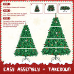 Classic Pine Tree 7FT/8FT Pre-Artificial Christmas Tree, with Metal Hinges 1000 PVC Branches Artificial Xmas Tree Home Decor