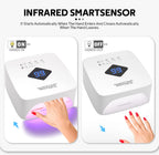 168W UV LED Nail Lamp Rechargeable Nail Dryer with Large LCD Display Professional Gel Curing Lamp 4 Timer Auto Sensor for Salon