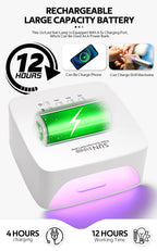 168W UV LED Nail Lamp Rechargeable Nail Dryer with Large LCD Display Professional Gel Curing Lamp 4 Timer Auto Sensor for Salon
