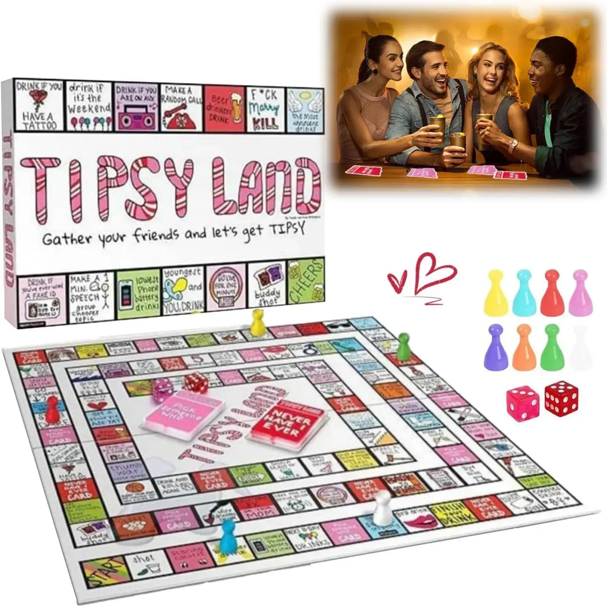 Adult Drinking Game Set - Perfect for Parties & Holiday season Eve Gatherings, Interactive Fun Board Games - Nexvibe