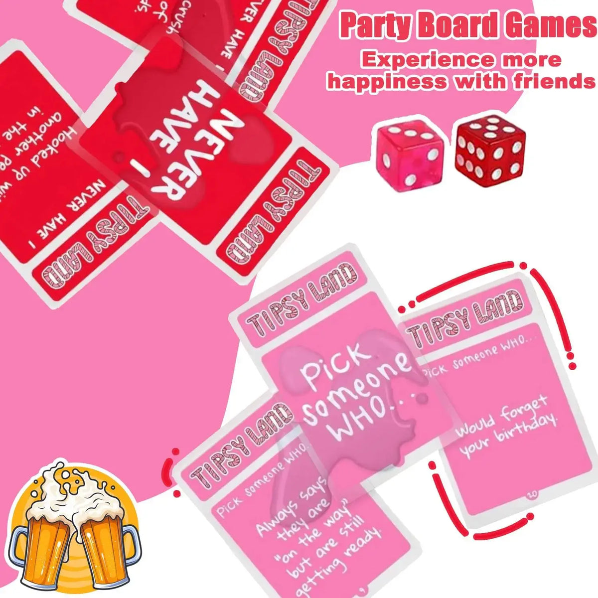 Adult Drinking Game Set - Perfect for Parties & Holiday season Eve Gatherings, Interactive Fun Board Games - Nexvibe