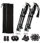 Ultralight Aluminum Alloy 5-Section Folding Trekking Pole—Ideal for Outdoor Hiking, Mountaineering, and Walking; Sturdy and Durable.