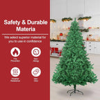 7ft/8ft Spruce Artificial Holiday Christmas Tree for Home/Party Decor W/1300 Branch Tips, Easy Assembly, Metal Hinges&Base