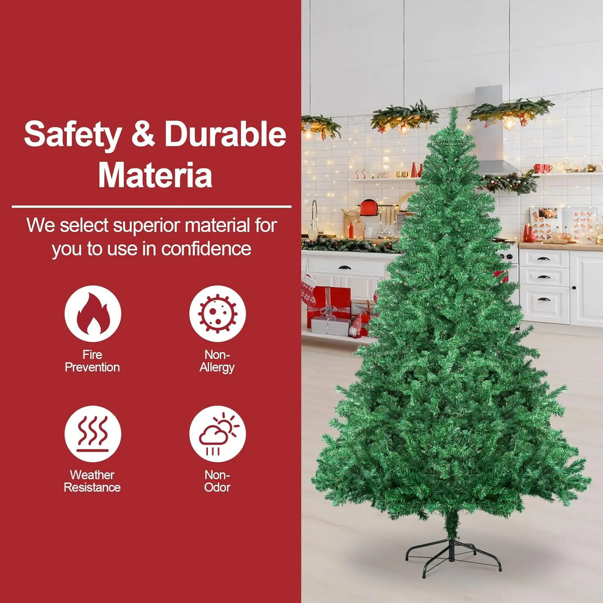 7ft/8ft Spruce Artificial Holiday Christmas Tree for Home/Party Decor W/1300 Branch Tips, Easy Assembly, Metal Hinges&Base