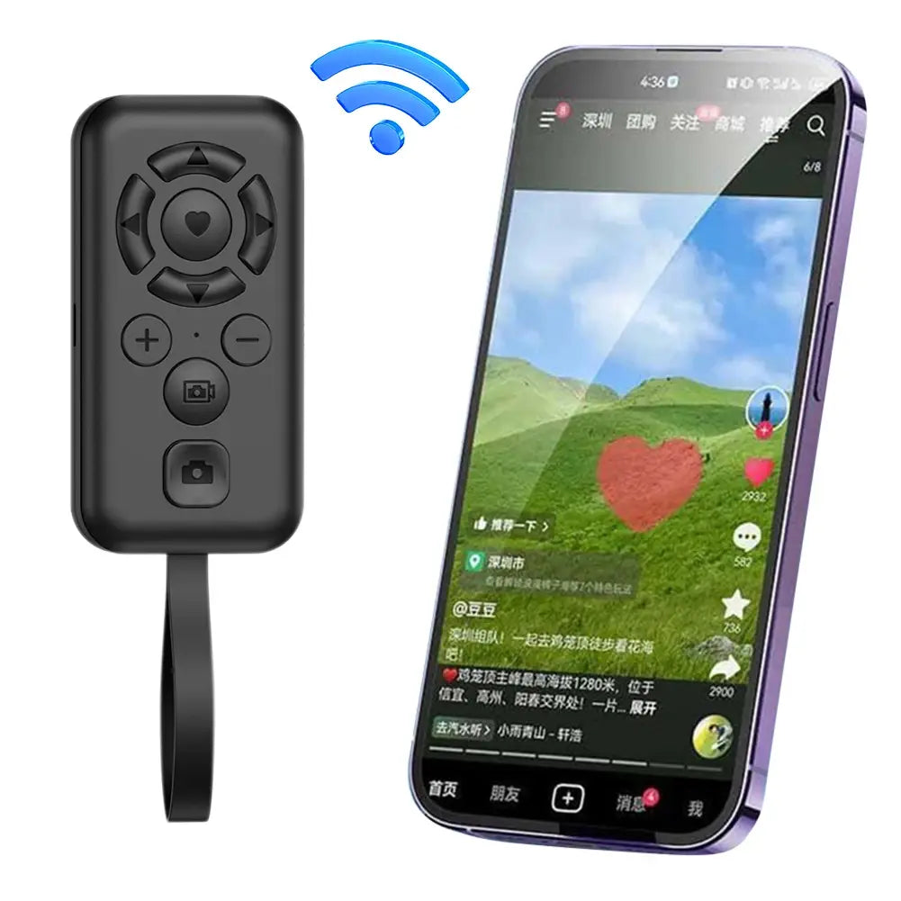 BT Remote Control Multi-Function Mini Self-Timer BT 5.3 Wireless Phone‌ Controller for Content Navigation Novel Reading - Nexvibe