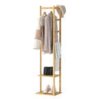 Bamboo Garment Rack, Clothing Rack with 2 Tier Storage Shelves, Wooden Garment Rack, Clothes Hanging Rack, Cloest Organizer - Nexvibe