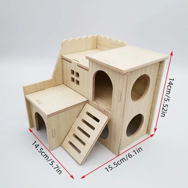 Bite resistant golden bear wooden toy swing seesaw rainbow house rainbow bridge hamster solid wood decoration home