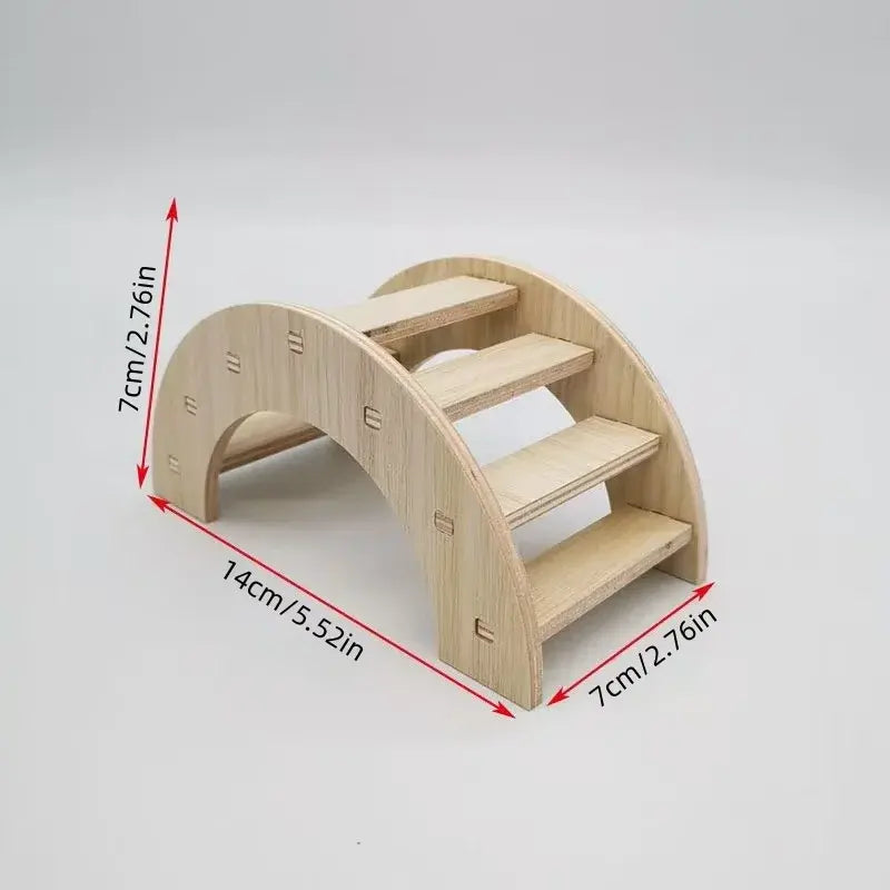 Bite resistant golden bear wooden toy swing seesaw rainbow house rainbow bridge hamster solid wood decoration home