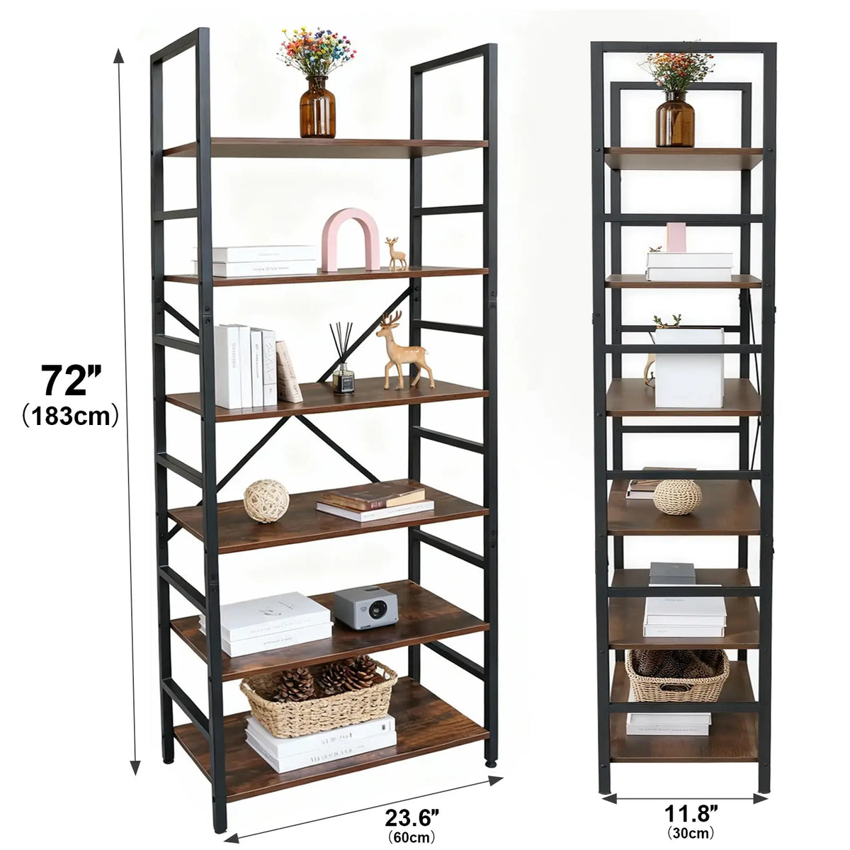 Book Shelf, 5 Tier/6 Tier/ Bookcase, Modern Tall Bookshelf Corner Storage Organizer for Garage Kit, CDs, Movies Suitable Home Of - Nexvibe